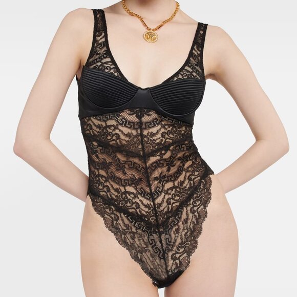 Versace Women's Black Lace Bodysuit Underwear Versace sz 5D - Picture 1 of 6